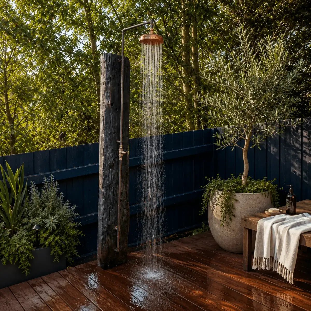Outdoor Copper Shower - Cold Only, No Garden Tap - Beach Vibe Copper Shower