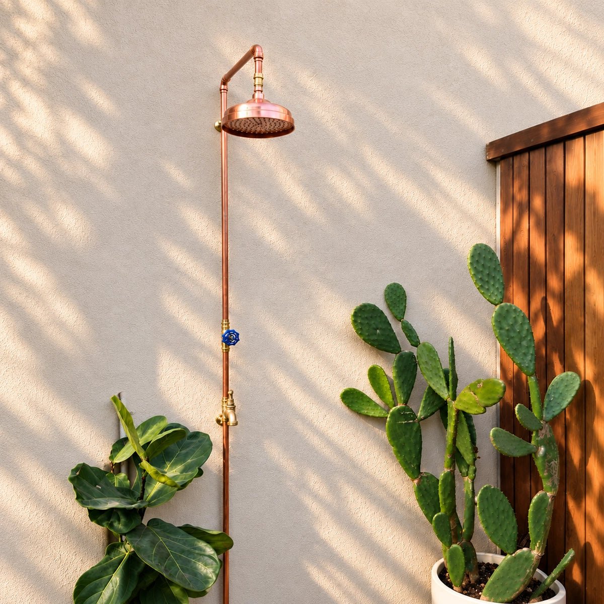 Outdoor Copper Shower - Cold Only with Garden Tap - Beach Vibe Copper Shower