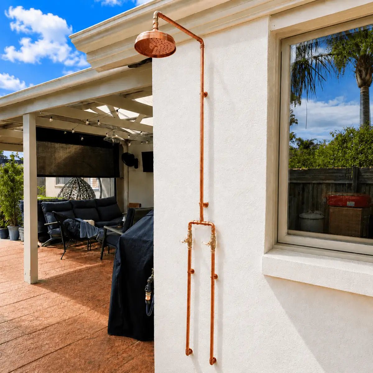 Outdoor Copper Shower - Hot & Cold, No Garden Tap - Beach Vibe Copper Shower