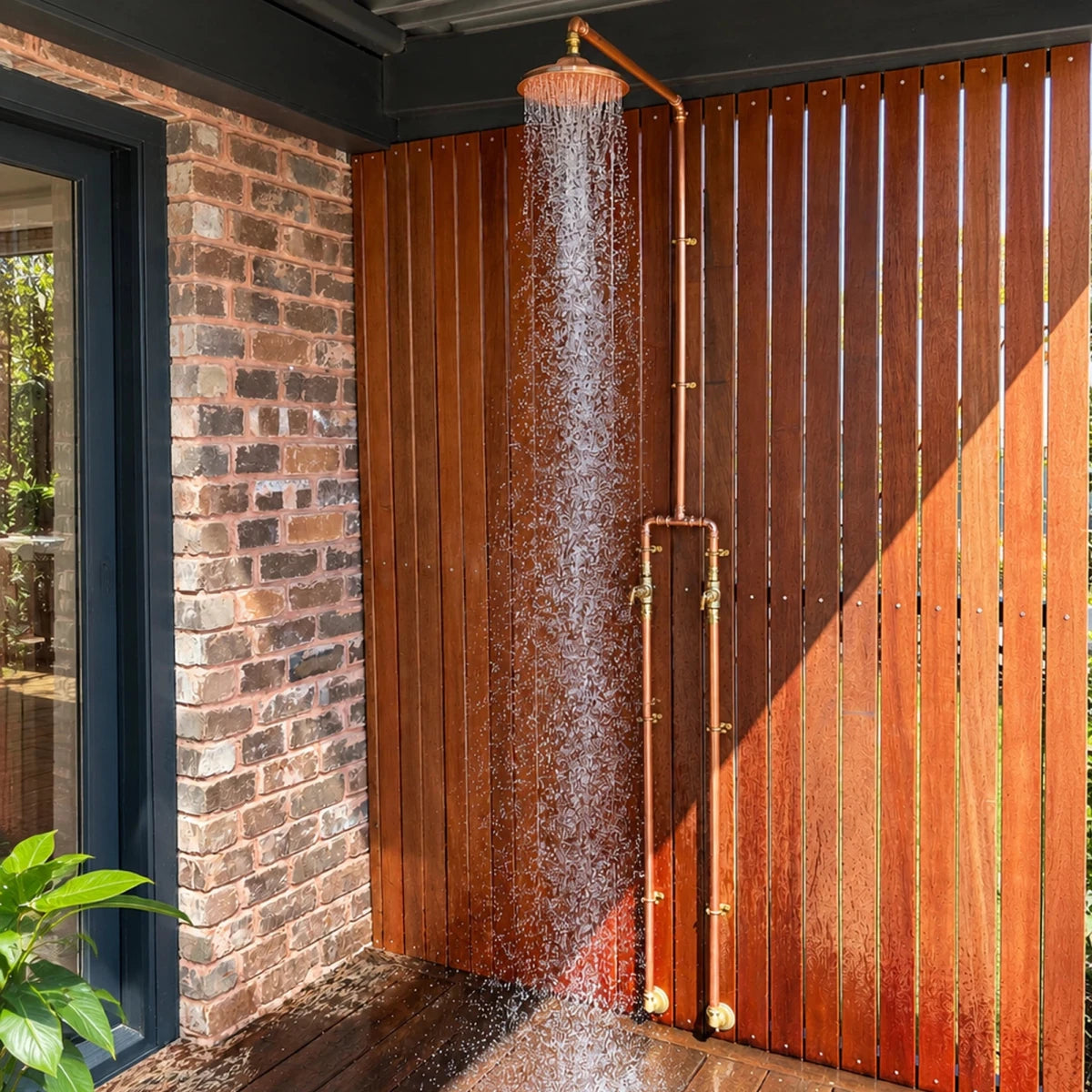 Outdoor Copper Shower - Hot & Cold, No Garden Tap - Beach Vibe Copper Shower