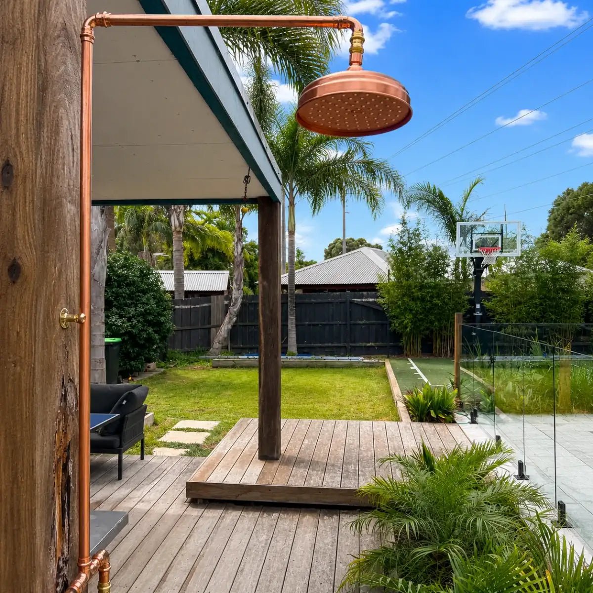 Outdoor Copper Shower - Hot & Cold with Garden Tap - Beach Vibe Copper Shower